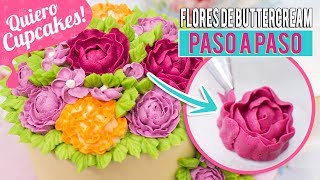 CÓMO HACER FLORES DE BUTTERCREAM PARA TARTAS O CUPCAKES | Quiero Cupcakes!