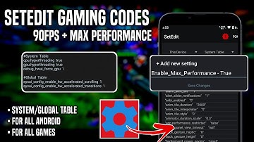 Gaming SetEdit Codes | Improve Gaming Performance Using Set Edit | No Root