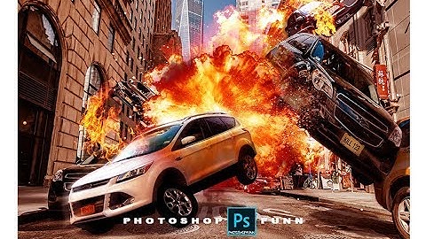 Explosion in street adobe photoshop