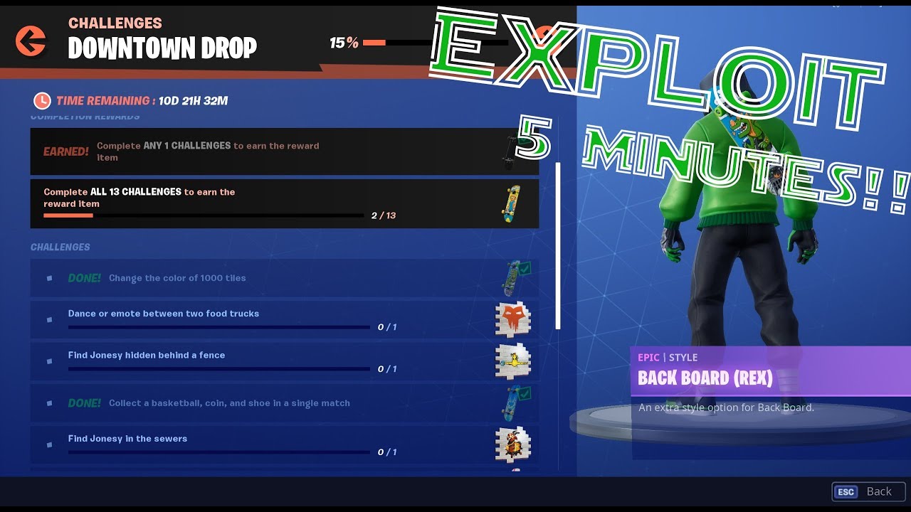 Fortnite Downtown Drop Exploit - Finish Challenges Super Fast (Quick Before Patch)
