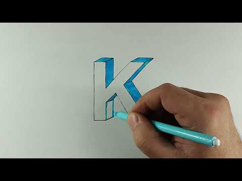 CETVELSİZ Üç Boyutlu K Harfi Çizimi - Three Dimensional Drawing of Letter K - 3D Çizim - 3D Drawing