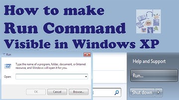 How to  make Run Command visible in Windows XP