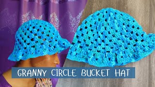 Granny circle bucket hat 🤠 | easy crochet tutorial | No magic ring