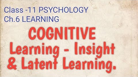 COGNITIVE Learning -Insight & Latent Learning. CLASS -11 PSYCHOLOGY Ch.6 LEARNING
