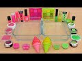 Neon Pink vs Neon Green - Mixing Makeup Eyeshadow Into Slime ASMR 371 Satisfying Slime Video