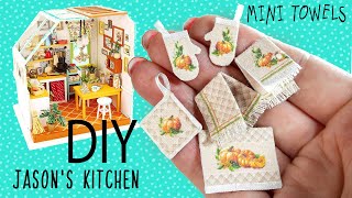 DIY Jason's Miniature Kitchen | Miniature Towels and Oven Mitts OOAK | Robotime Rolife