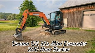 Digging the Doosan DX 35z Mini Excavator   200 Hour Review #doosan #miniexcavator #lilbentwrench