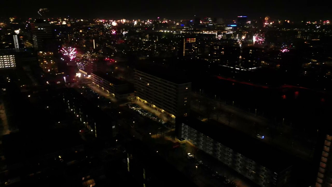 2022/2023 new years eve drone footage of Utrecht 4K