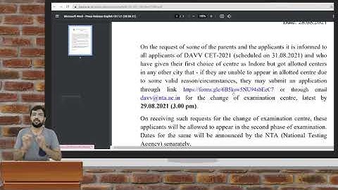 DAVV CET 21 How to Apply for Centre Change I Easy way