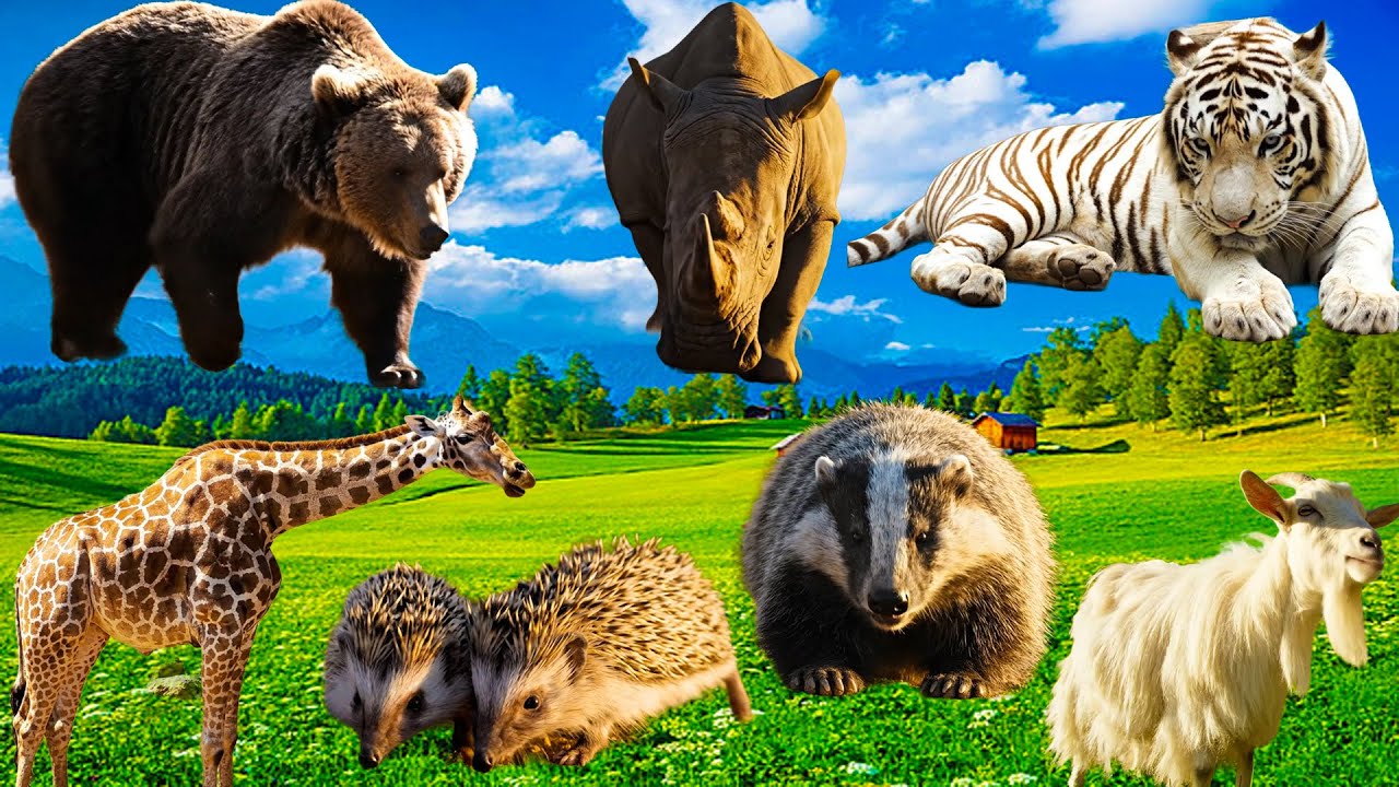 Cute farm animals – Bears, Rhinos, Tigers, Dog, Giraffe, Hedgehogs, Goats, Raccoons | Relaxing Video