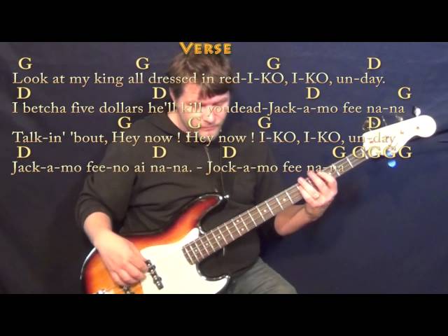 look at my king all dressed in red Iko Iko - Bass Guitar Cover Lesson in G with Chords/Lyrics