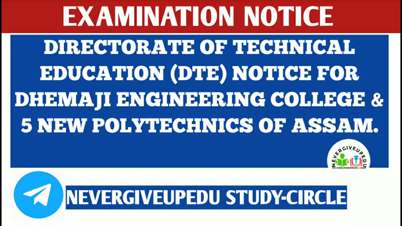 DTE Assam examination notice 2021 for various posts 