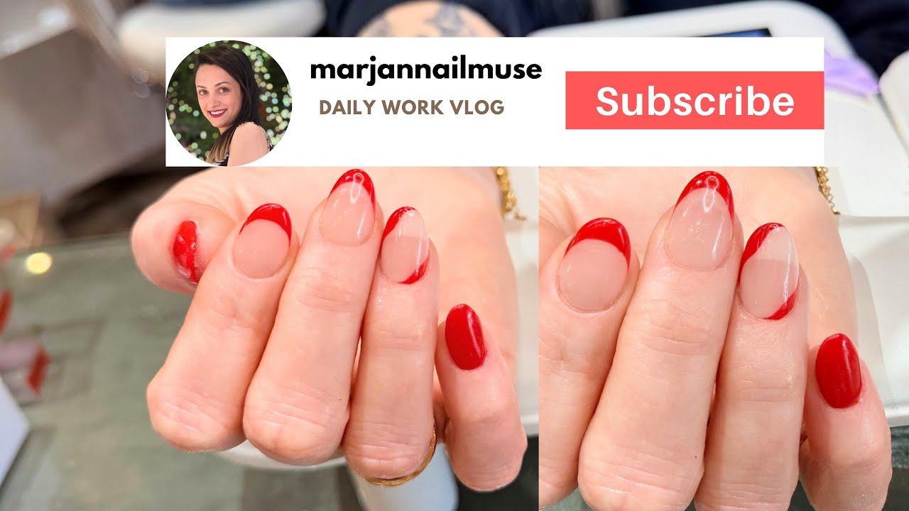 Red French Tip Nails ❤️ Elegant Almond Nail Design | Daily Work Vlog