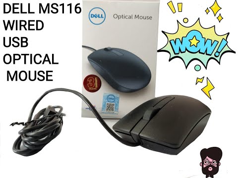 DELL MS116 WIRED USB OPTICAL MOUSE  UNBOXING AND REVIEW