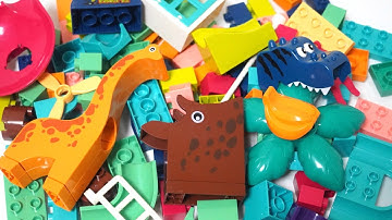 Satisfying Building Blocks Marble Run ASMR Block coaster full of dinosaurs