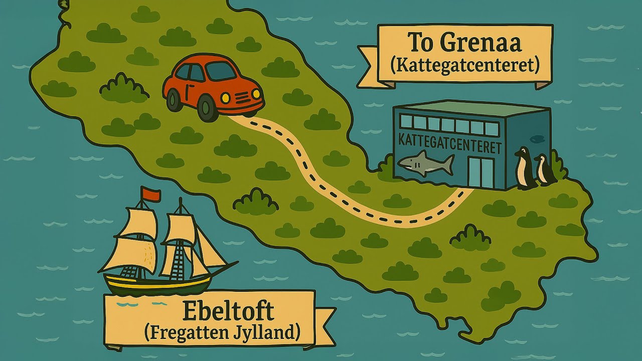 From Fregatten Jylland in Ebeltoft to Kattegatcenteret i Grenaa - The Direct Route