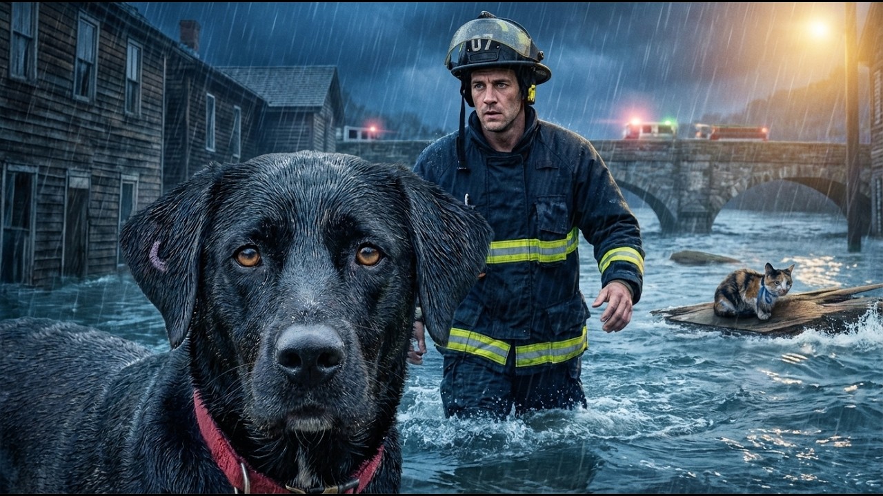 Dog Survives Flood and Leads Firefighter to Rescue Stranded Animals