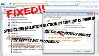 Fix a service installation section in this inf is invalid in windows 10 (MTP not detected)