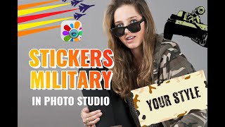 Новые Стикеры на День Армии в Фотостудии | Обработка фото ко Дню Защитника | Военные наклейки screenshot 1