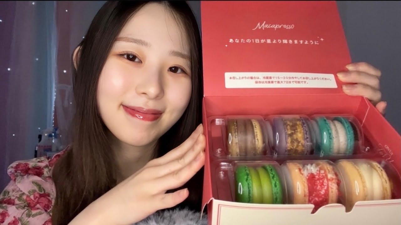 【ASMR】マカロン紹介とタッピング囁き🪀| macaron eating sound, tapping, whispering ￼