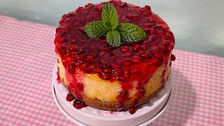 Cheesecake de Granada/pomegranate cheesecake/pastelito azul 🌸