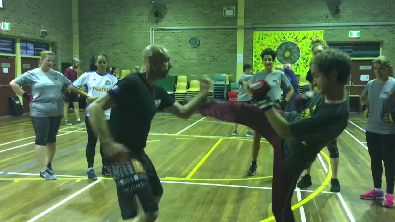 Urban Kombat Krav Maga Class Snippets round kick blocks YouTube