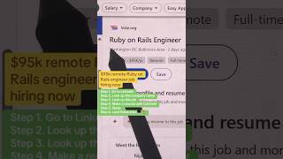 Remote jobs hiring now: $95k work from home Ruby on Rails engineer job #remotedev #backendjobs
