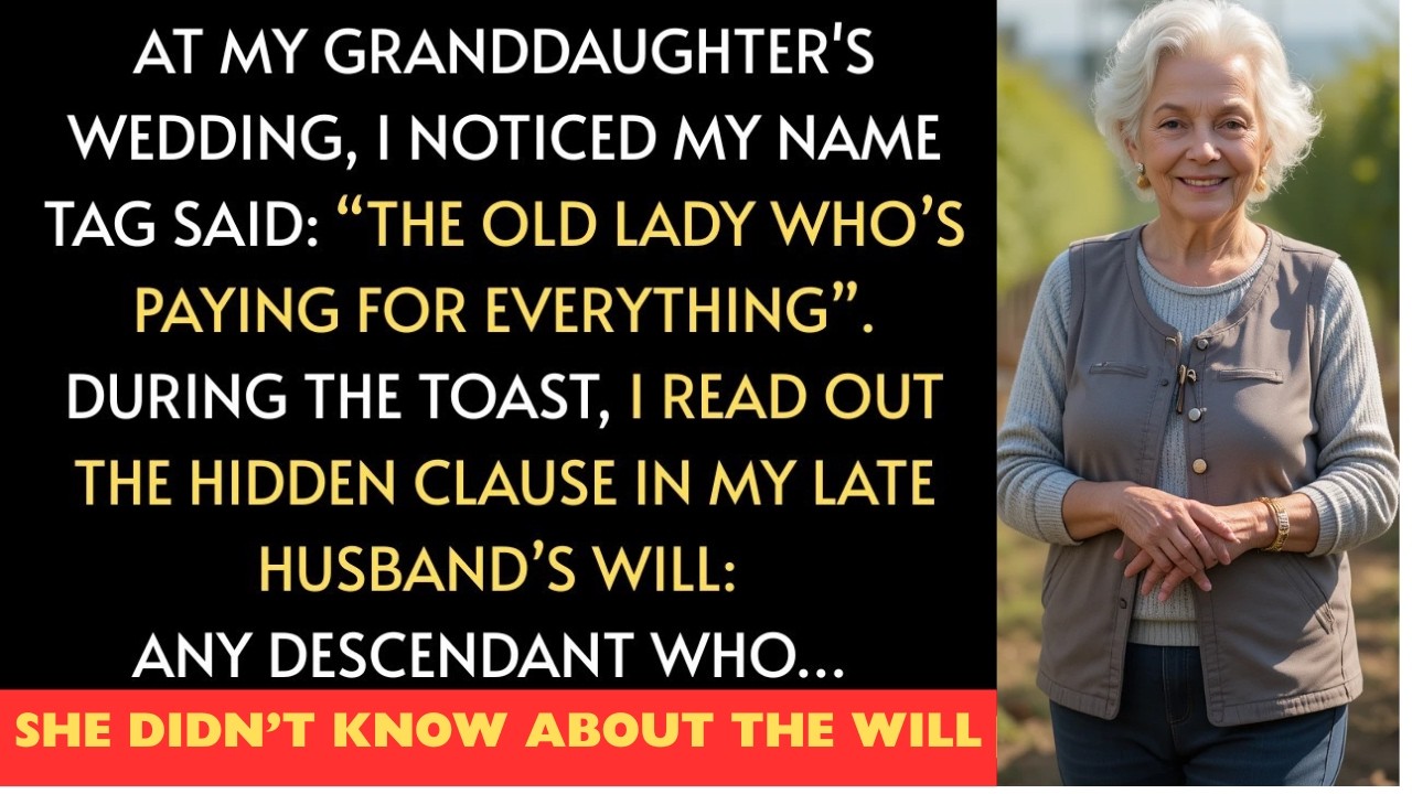 At my granddaughter’s wedding, I noticed my name tag read “The old lady who’s paying for everything.