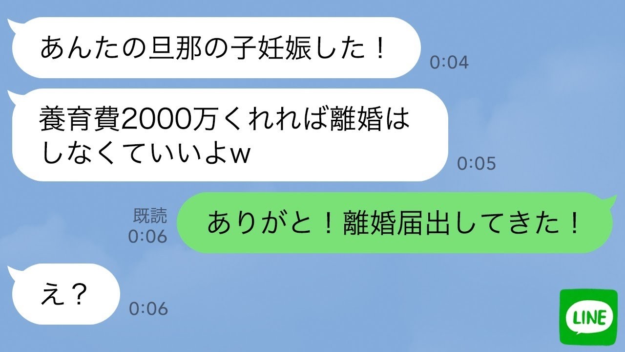 【LINE】元夫を奪ったママ友から再び略奪連絡「あんたの旦那の子妊娠したから養育費くれw」→調子に乗った銭ゲバ女に“夫の秘密”を伝えた時の反応がwww
