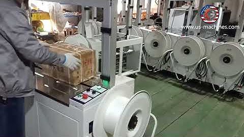 Semi automatic PP strap belt sealing packing machine for carton box testing video