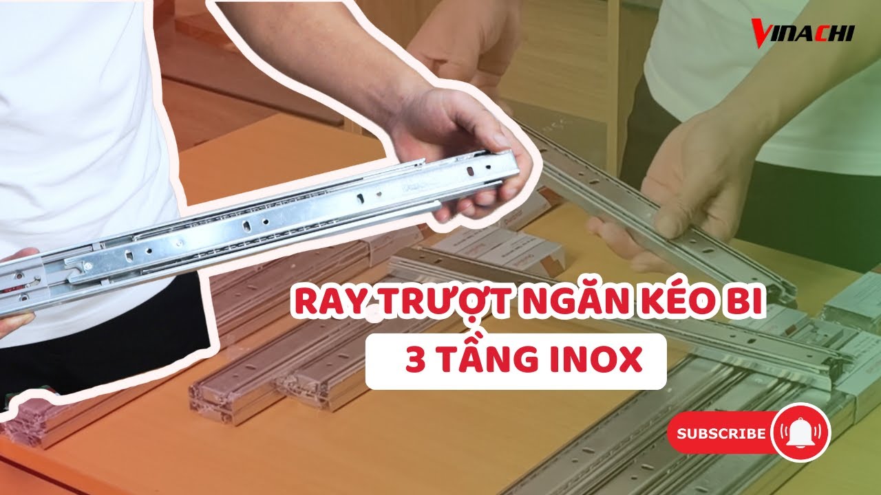 Ray trượt Bi Inox 3 Tầng Nhấn Mở – Đẳng Cấp Cho Nội Thất Cao Cấp - YouTube
