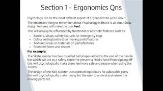 Higher Design & Manufacture - Section 1 Ergonomics - Part 2