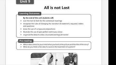 All is not lost. Unit #9. Class 9. Complete translation in urdu.