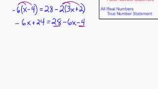 Solving Equations -- No Solution and All Real Numbers