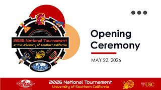 2026 Science Olympiad Opening Ceremony - May 22, 630-8pm PDT