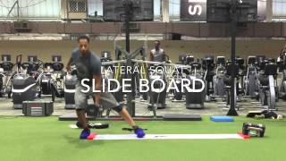 Lateral squat on slide board or sliding apparatus