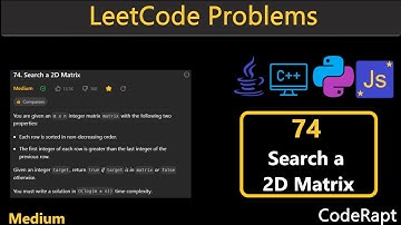 Search a 2D Matrix | Leetcode Q.74 | Python | C++ | Java | JS | Leetcode Daily Challenge
