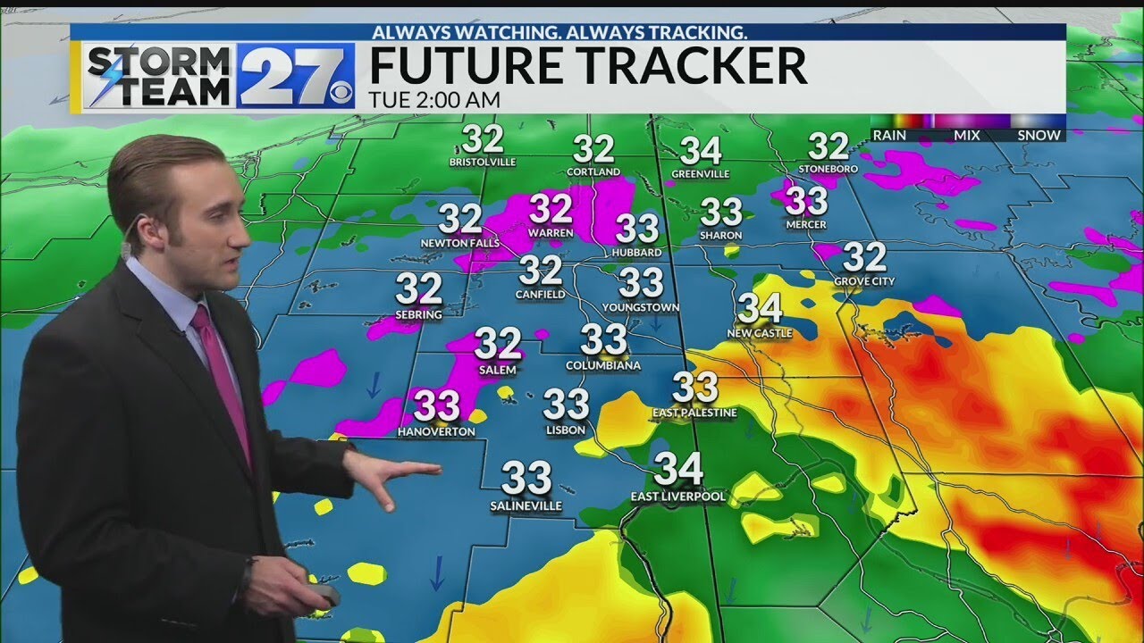 Tracking winter weather Monday into Tuesday - YouTube