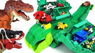 Terrible dinosaurs appeared! Dinotrux stego storage Garby transform track playset! Go! - DuDuPopTOY