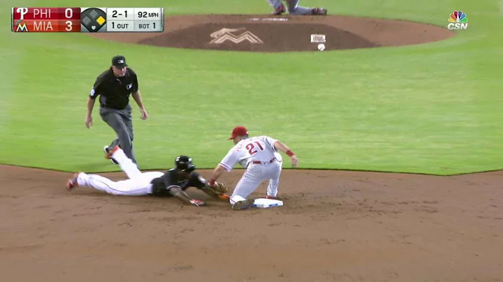PHI@MIA: Rupp cuts down Ozuna stealing second