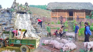 TIMELAPSE _89 Days Build an Artificial Waterfall With Many Stone _Sell Herd Of 90KG Pigs Each
