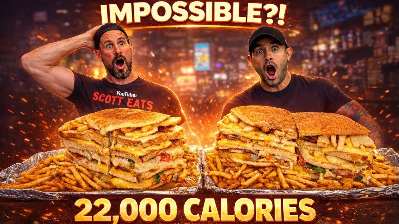 Я попробовал сэндвич с сыром на гриле от Cheesie's, содержащий 22 000 калорий, вместе с Нейтом Фи...