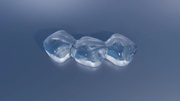 ice cube melts and becomes water with blender 3d