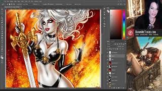 Twitch Replay: Lady Death 25th Anniversary Cover, Part 3 - Digital Coloring