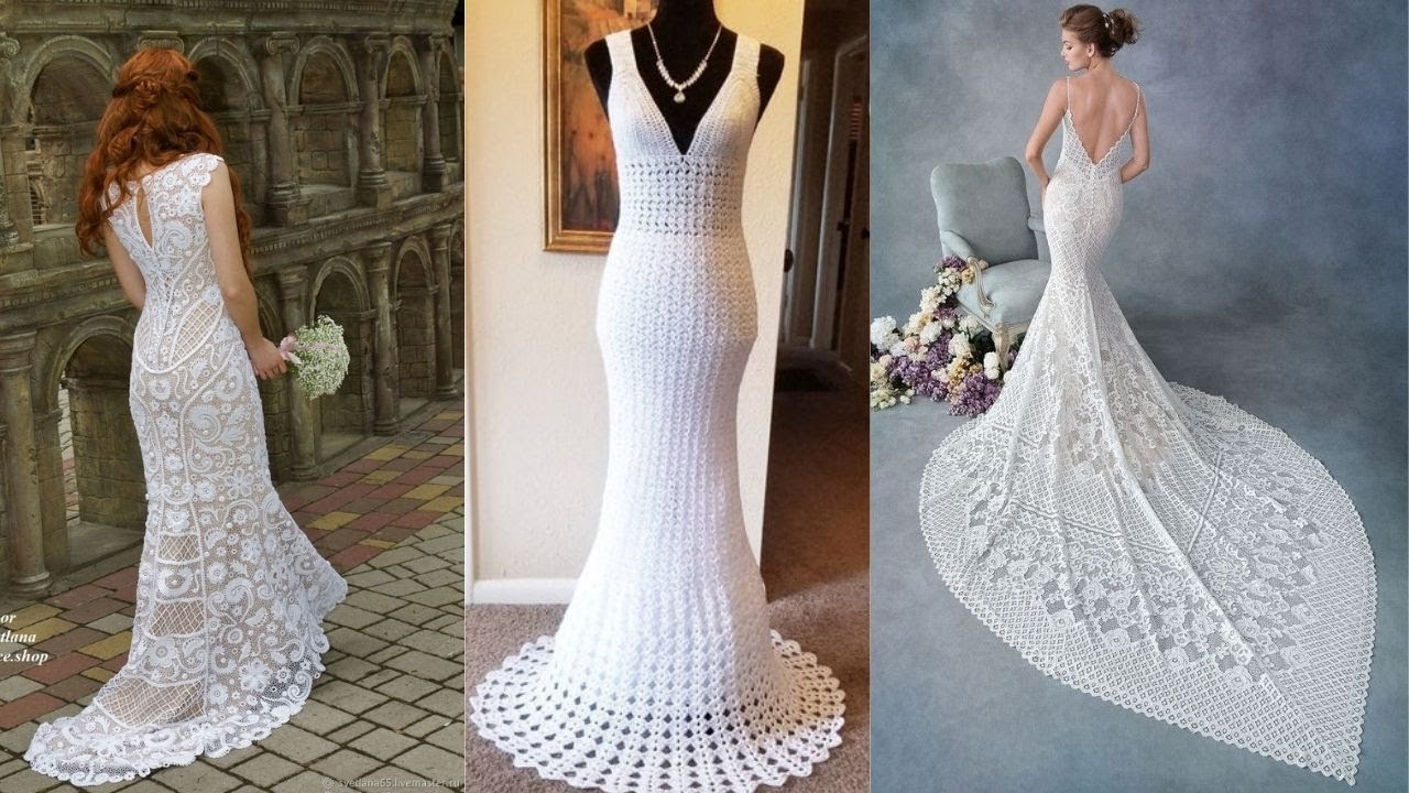 elegant crochet wedding gown design ...