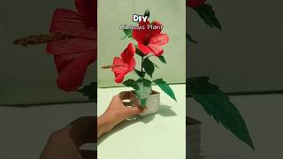 DIY Hibiscus Plant 🌺 #diy #creativeclayideas #craft #foryou #art #flowers #shorts