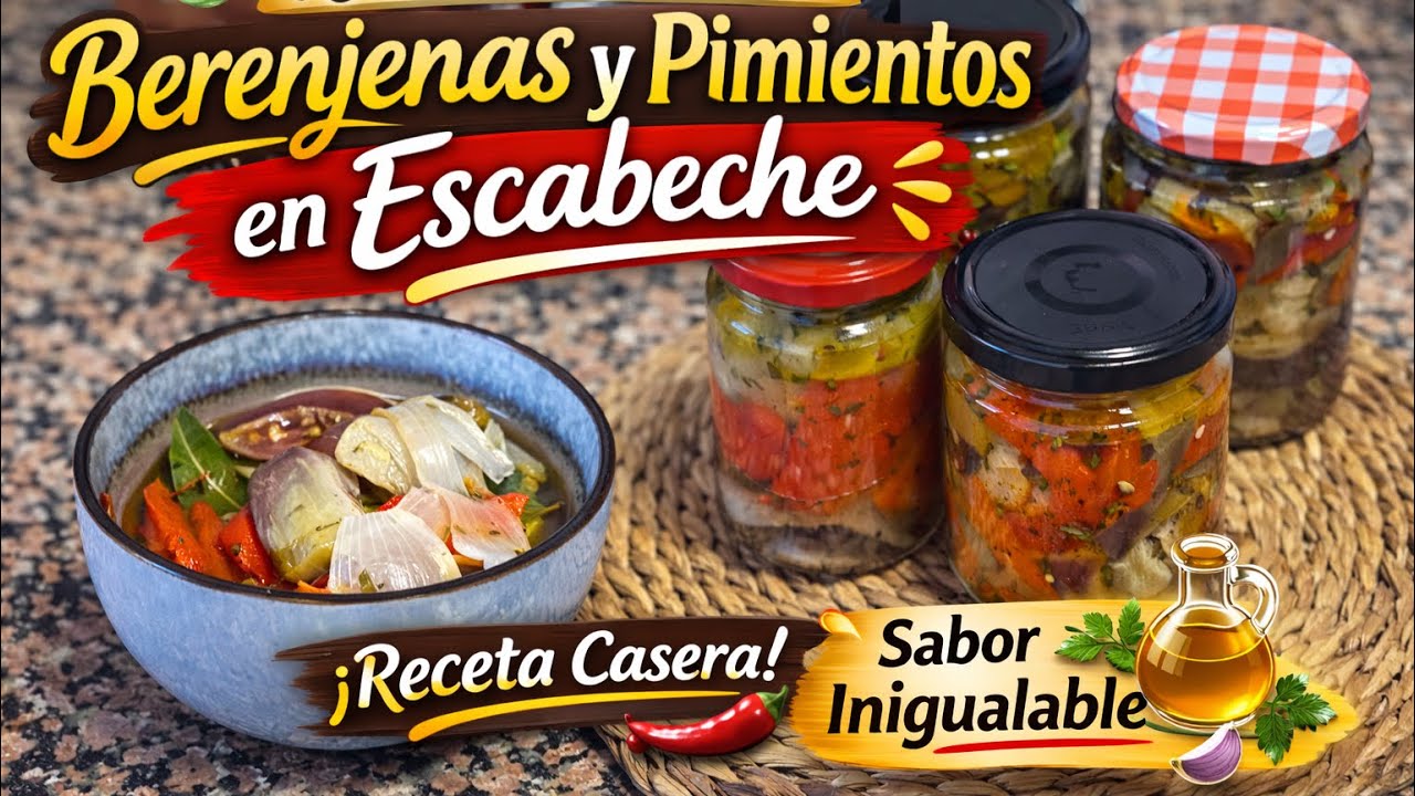 Berenjenas y Pimientos en Escabeche Caseros 🫑🍆 @lasrecetasdesusana 