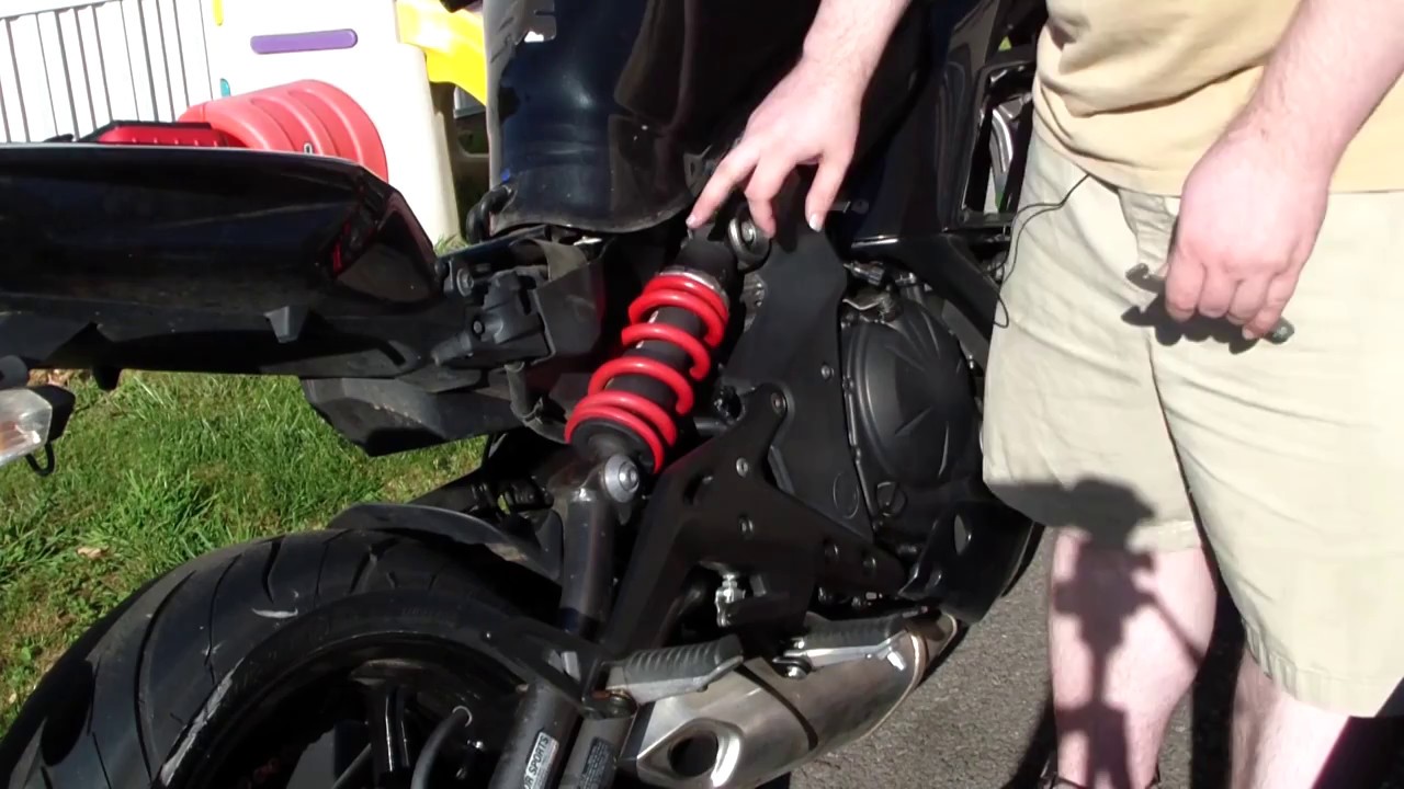 Rear shock or rear strut adjustment on a 2012 Ninja 650 