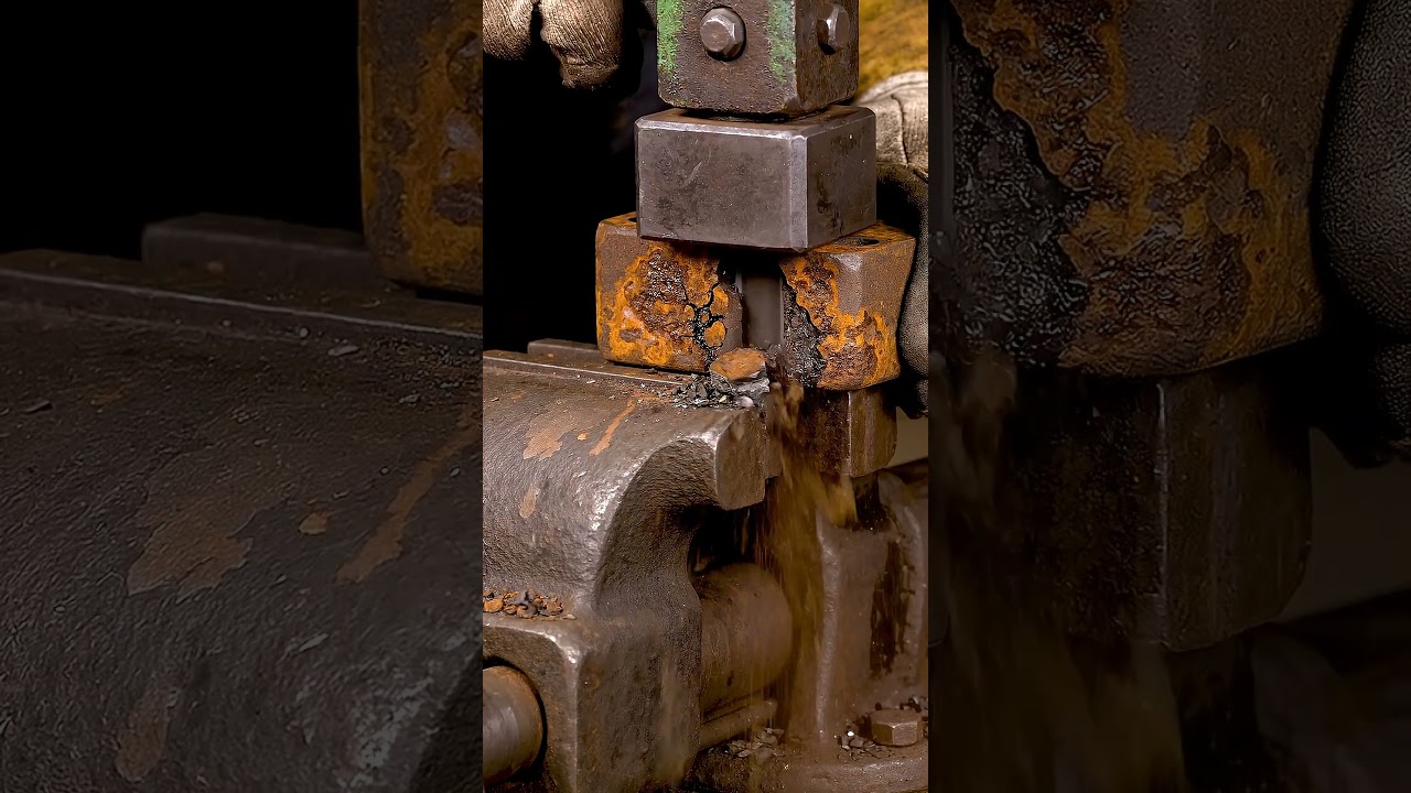 Rusted Iron Pivot Housing 😮‍🔥 Slow Pressure Cut With Deep Grinding ASMR
