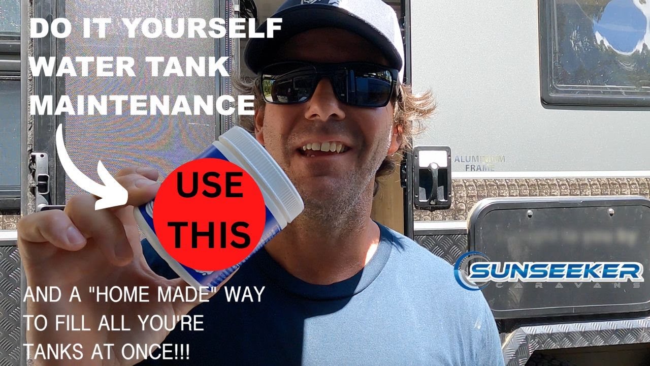 How to CLEAN YOUR CARAVAN OR RV WATER TANKS👍 & a handy mod to fill your  water tanks easier- DIY!!! 